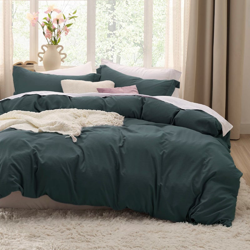Bedsure Forest Green Duvet Cover King Size  3 Pieces Prewashed Extra Soft Bedding Set Includes 1 Duvet Cover 104x90 Inches with Zipper Closure  2 Pillow Shams Comforter Not Included