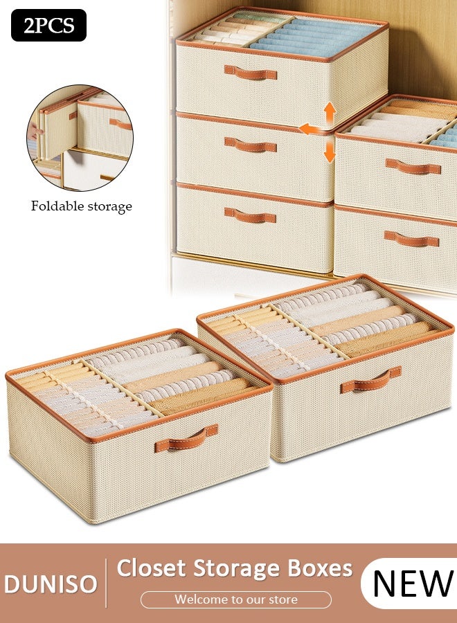 DUNISO 2 Pieces Foldable and Washable Closet Storage Organizer with Carrying Handles Toy Organizer Box Cube Storage Bin for Clothes Leggings Stockings Socks Underwear - Image 1