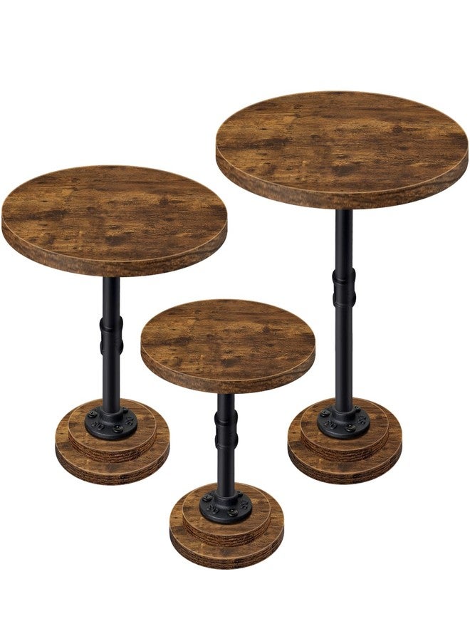 LLAXERGU Cake Stand Rustic Industrial Wood Round Cupcake Stands Cake Stand Set of 3 Dessert Table Display Set Serving Tray Decoration for Birthday Celebration Party Baby Shower - Image 1