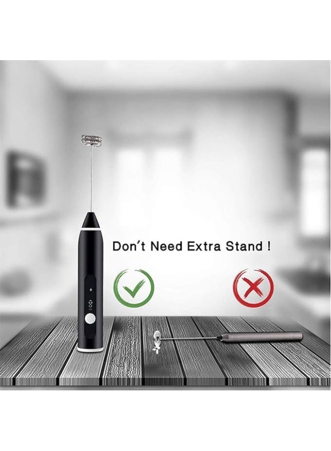 Rechargeable Handheld Milk Frother, Electric Foam Maker with 3-Speed Adjustable Whisk and Egg Beater - Image 4