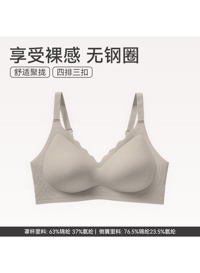 Fenton Fenteng New Style Popular Anti-sagging Light-faced Wire-free Bra With Side Breast Support And Breast Enhancement Coffee Gray M - Image 1