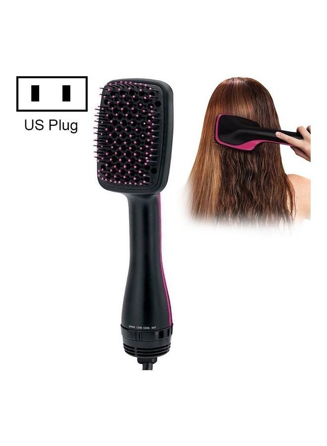 NIBEMINENT Professional Multi Function Electric Blow Brush Hot Air Curls Comb Salon Hair Styler Rose Red - Image 1