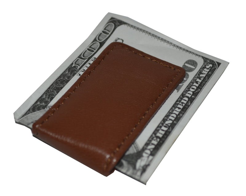 LB LEATHERBOSS Leatherboss Genuine Leather Slim Magnetic Minimalist Bifold Money Clip Cash Holder Wallet, Brown - Image 2