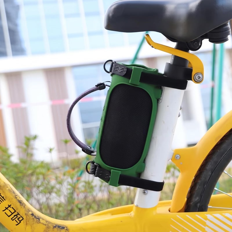 Generic Shockproof Silicone Case Cover with Built-in Bicycle Mount Straps and Long Adjustable Shoulder Strap, Compatible with JBL Charge 6 Portable Speaker.
