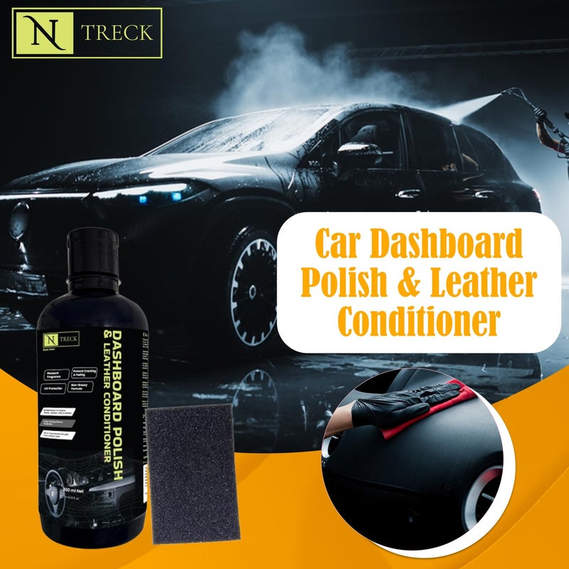 N Treck NTreck Car Dashboard Polish & Leather Conditioner - 300 ml | Polish for Interior Plastic, Leather, Vinyl & Rubber | Protection from UV Rays & Non-Greasy Formula with Pleasant Fragrance - Image 3