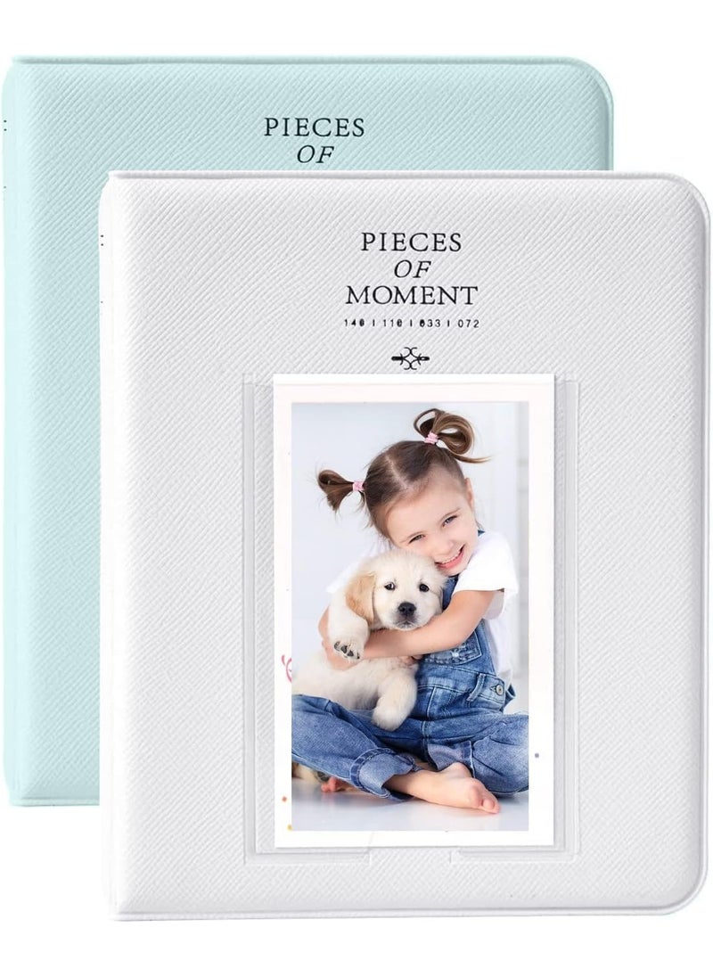ZIKKON ZIKKON Photo Albums2Pcs 64 Pockets Album for Fujifilm instax Mini 7s 8 8 9 11 12 90 Instant Camera Name Card Photo Book for PIC300PZ2300 Ice Blue White  - Image 1