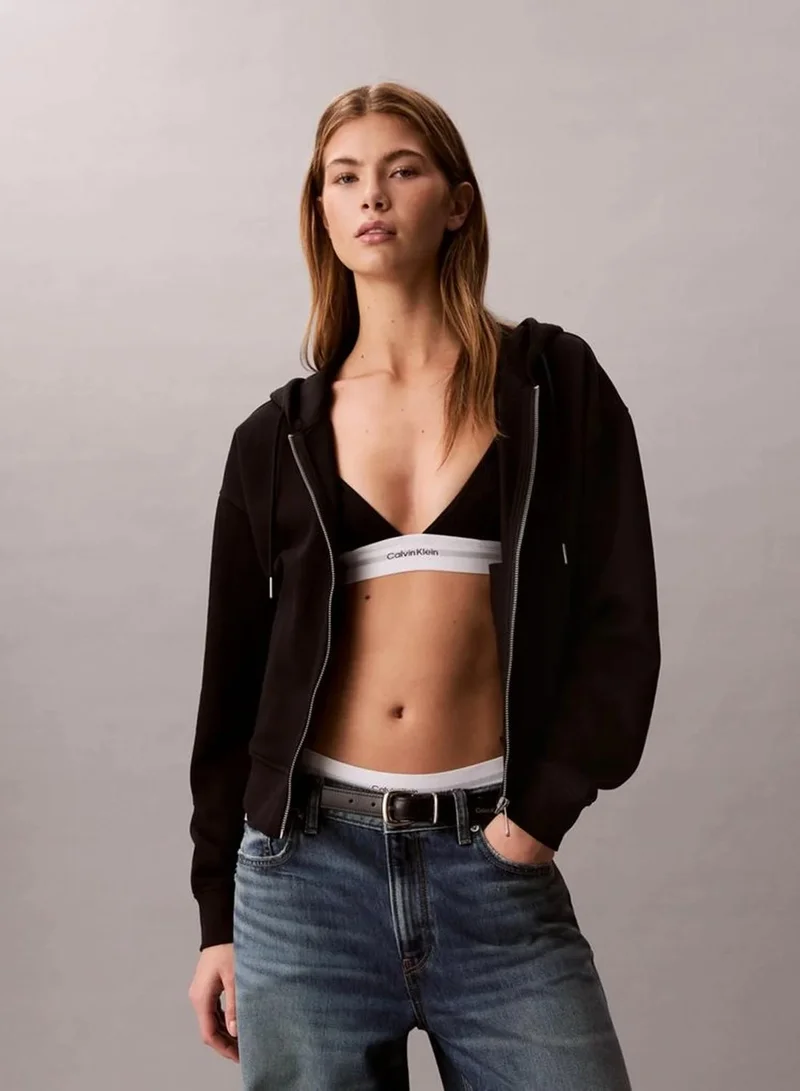 Cropped Monogram Zip-Up Hoodie