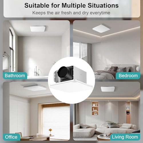 JOEAONZ Bathroom Exhaust Fan 110CFM with Hidden Grille Design, 1.0 Sones Urtra Quiet Ceiling Ventilation Fan System - Household Bathroom Extractor Fan for Home/Office/Hotel, 4 inch Diameter Outlet - Image 5