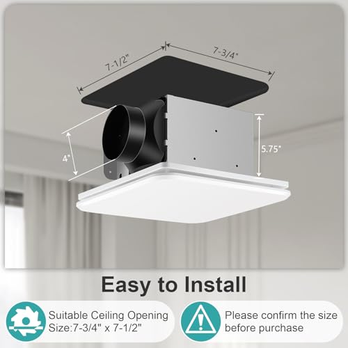 JOEAONZ Bathroom Exhaust Fan 110CFM with Hidden Grille Design, 1.0 Sones Urtra Quiet Ceiling Ventilation Fan System - Household Bathroom Extractor Fan for Home/Office/Hotel, 4 inch Diameter Outlet - Image 3