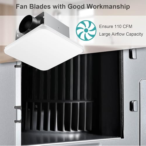JOEAONZ Bathroom Exhaust Fan 110CFM with Hidden Grille Design, 1.0 Sones Urtra Quiet Ceiling Ventilation Fan System - Household Bathroom Extractor Fan for Home/Office/Hotel, 4 inch Diameter Outlet - Image 4