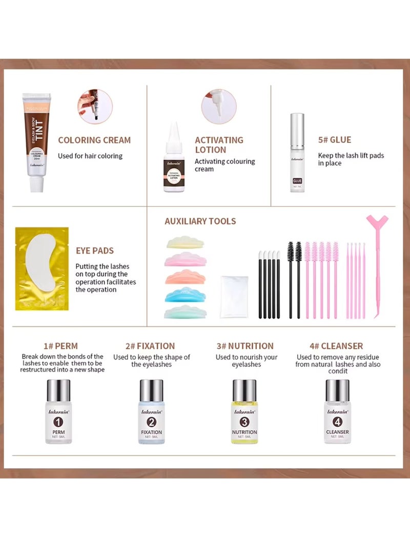 lakerain Lash Lift and Tint Dye Kit Eyelash and Eyebrow Tint Dye Color Kit Professional Eyelash Lifting Kit for Home and Salon Use Lash Lifting Kit with Tools Eyebrow Tint Dye Kit Eyebrow Lash Color Kit Black  - Image 2