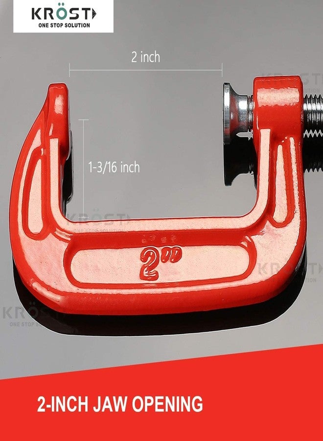 KROST Heavy Duty C and G Clamp Set, 2" C-Clamp for Metalworking, Woodworking, 2-Inch Max Jaw Opening, Red (Pack OF 5) - Image 3