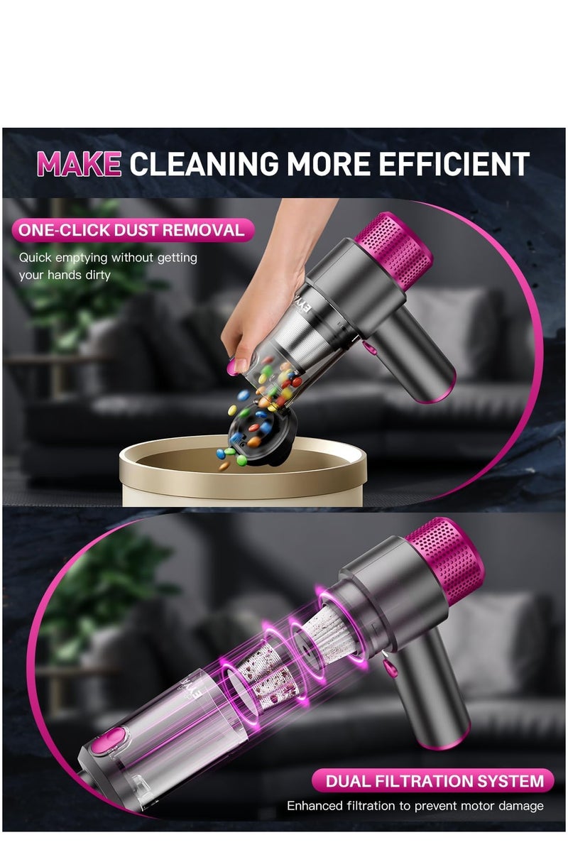 Joyzeno Handheld Car Vacuum Cleaner Cordless, 15000PA High Power Car Vacuum Cleaner & Air Duster, 4-in-1 Portable Mini Car Vacuum Cleaner with LED Light, Hand Held Vacuum Cleaner for Car Home Office - Image 5