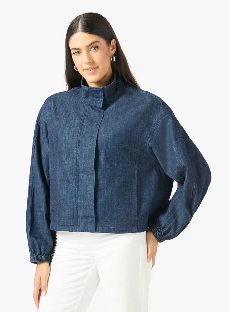 Vero Moda Rima Long Sleeve Denim Bomber Jacket