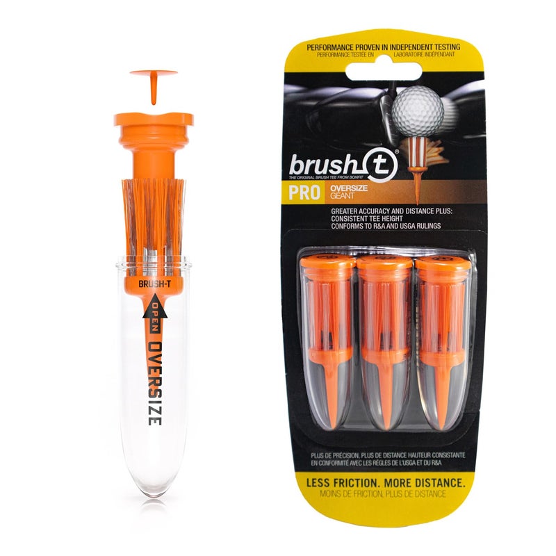 Brush T تيز جولف بلاستيكية متميزة من برش تي، برتقالية كبيرة الحجم 3-pack، حجم 2.4 بوصة، تصميم مبتكر غير قابل للكسر، ارتفاع ثابت، هدية جولف مثالية للرجال والنساء. تيز جولف، تعمل مع أي كرة جولف. - Image 1