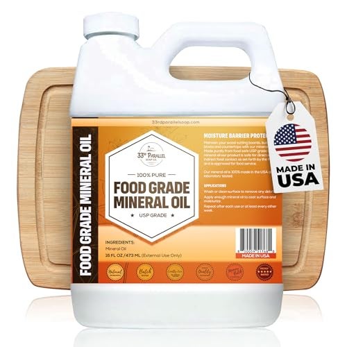 33RD PARALLEL SOAP CO. Food Grade Mineral Oil (16 Oz) | Food Safe Cutting Board Oil for Butcher Blocks, Salad Bowls, Charcuterie | Kitchen Countertops Conditioner - Works on Wood, Marble, Granite, Soapstone | 16 OUNCES - Image 1
