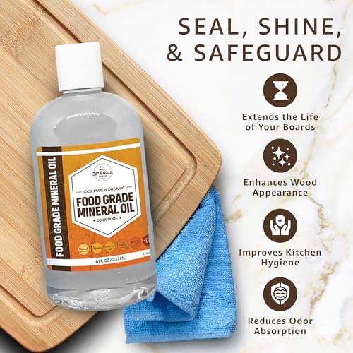 33RD PARALLEL SOAP CO. Food Grade Mineral Oil (16 Oz) | Food Safe Cutting Board Oil for Butcher Blocks, Salad Bowls, Charcuterie | Kitchen Countertops Conditioner - Works on Wood, Marble, Granite, Soapstone | 16 OUNCES - Image 2