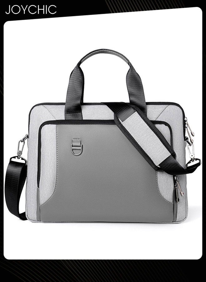 جوي شيك 15.6 Inch Business Multi-Pocket Laptop Sleeve Briefcase Large Capacity Shoulder Bag Laptop Bag  Electronic Accessories Organizer Waterproof Messenger Carrying Case Grey - Image 2