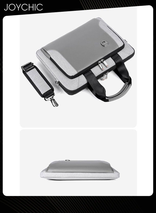 جوي شيك 15.6 Inch Business Multi-Pocket Laptop Sleeve Briefcase Large Capacity Shoulder Bag Laptop Bag  Electronic Accessories Organizer Waterproof Messenger Carrying Case Grey - Image 4