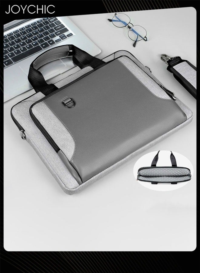 جوي شيك 15.6 Inch Business Multi-Pocket Laptop Sleeve Briefcase Large Capacity Shoulder Bag Laptop Bag  Electronic Accessories Organizer Waterproof Messenger Carrying Case Grey - Image 1