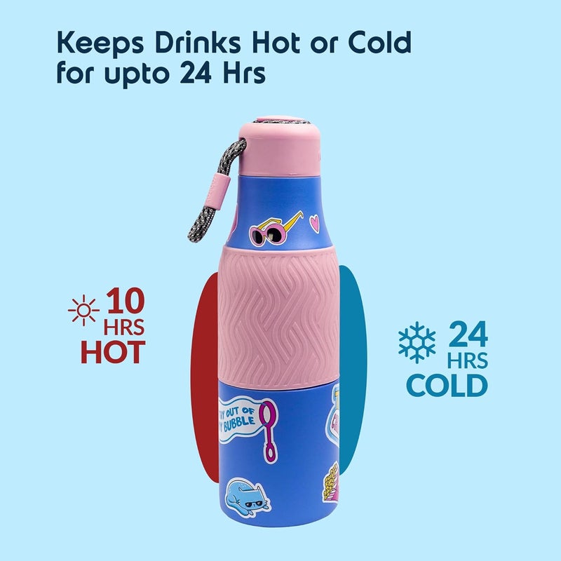 Rabitat ZAPPY Premium Vaccum Insulated Water Bottle 700ml Laven Rebel | Hot & Cold Stainless Steel Leakproof Water Bottle for Kids | Sipper for Kids | BPA Free | Rust Proof | ISI Certifed - Image 4