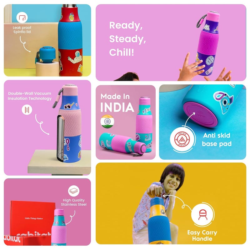 Rabitat ZAPPY Premium Vaccum Insulated Water Bottle 700ml Laven Rebel | Hot & Cold Stainless Steel Leakproof Water Bottle for Kids | Sipper for Kids | BPA Free | Rust Proof | ISI Certifed - Image 3