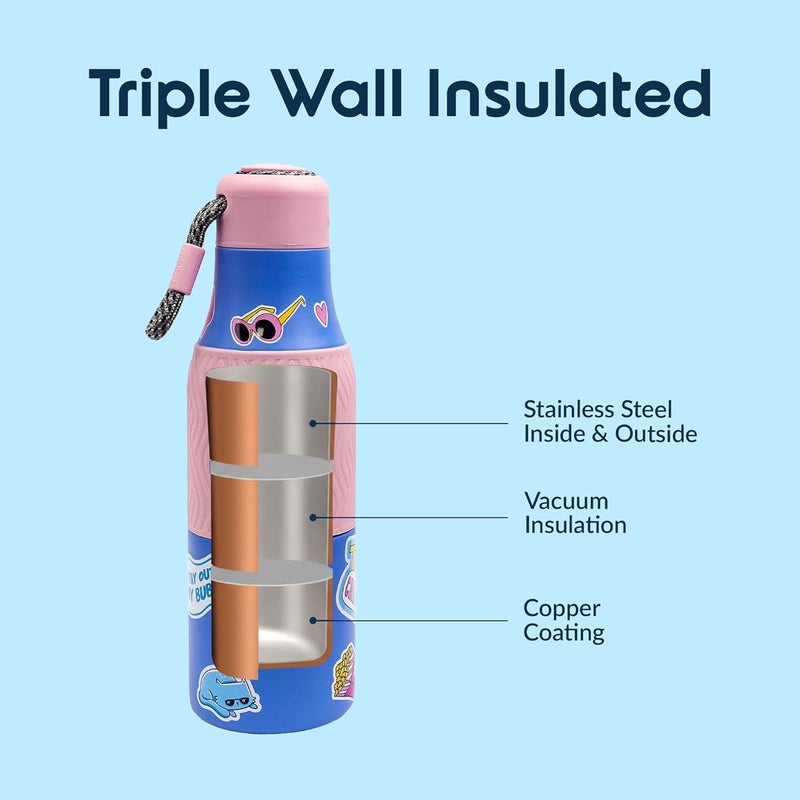 Rabitat ZAPPY Premium Vaccum Insulated Water Bottle 700ml Laven Rebel | Hot & Cold Stainless Steel Leakproof Water Bottle for Kids | Sipper for Kids | BPA Free | Rust Proof | ISI Certifed - Image 5