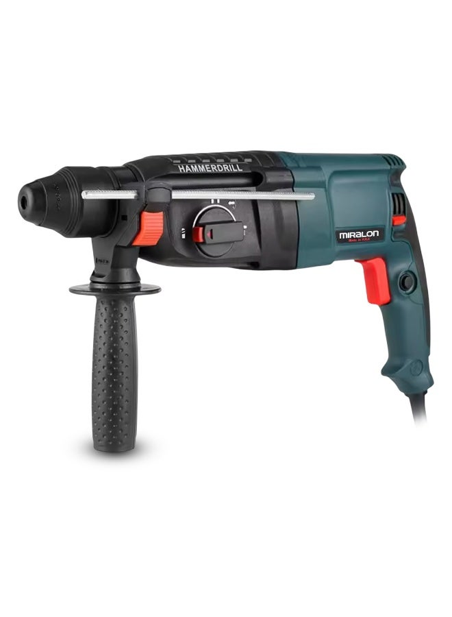 MIRALON Rotary Hammer Drill 800W 26mm SDS Plus, 3 Mode Function (Drilling, Hammering, Hammer Drilling), 220–240V Electric Power Tool, Variable Speed, Forward/Reverse Control, Depth Rod, Lock-On Button, Professional Concrete & Wall Drilling Machine - MIR-26M - Image 1