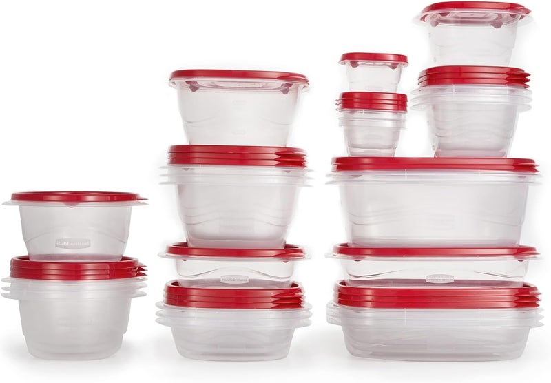 Rubbermaid TakeAlongs Food Storage Containers 52 Piece Plastic Container Set Dishwasher and Microwave Safe Meal Prep Snack and Lunch Container BPA Free Ruby Red