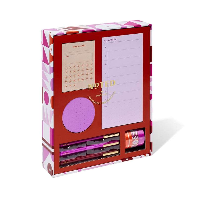 Post It Noted by Post-it Printed Notes Gift Box, 5 Piece Set, Warm Colors, Includes Round Sticky Notes, Habit Tracker Sticky Notes, Weekly Sticky Notes, 3-Pack Pens, 3-Pack Washi Tape (NTD-Box-LRD) - Image 5