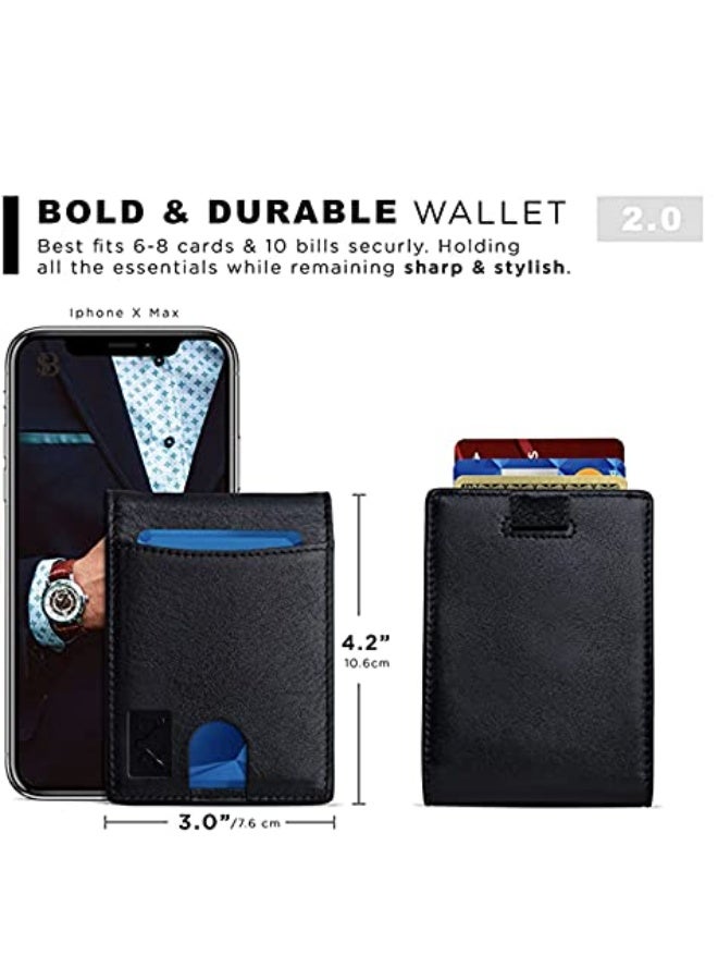 الفاسنو محفظة رجالية سوداء أنيقة من AL FASCINO، مصنوعة من الجلد الطبيعي، مزودة بتقنية RFID، بتصميم ثنائي الطي رفيع، مزودة بسحاب ذكي، بتصميم بسيط. - Image 3