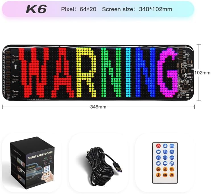 AutoBizarre Flexible Waterproof DIY Customizable LED Matrix Panel Display Screen Sign Board with Mobile Application and Remote Control for Cars, Home, Office, Shops etc (Multicolor, Medium- 35x10 Cm) - Image 2