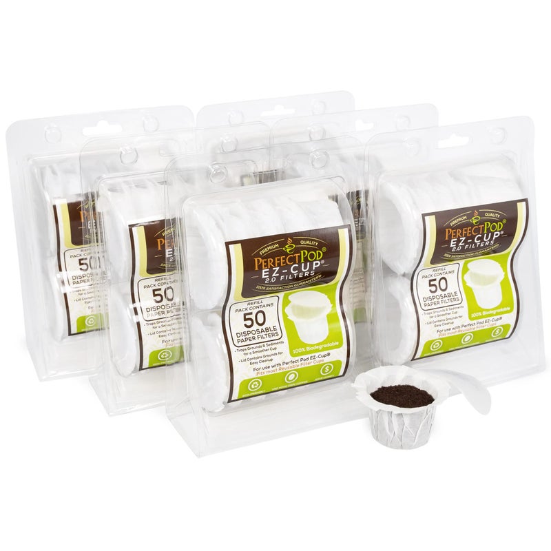 Perfect Pod EZCup 20 Disposable Paper Coffee Filters for SingleServe Reusable Coffee Pods Pod Capsule 6Pack 300Ct