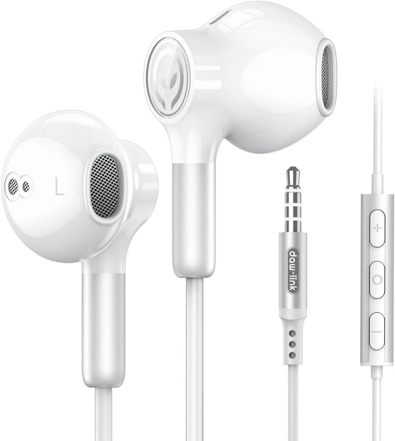 DAW-LINK Daw Link Wired Earphones with Microphone | Stereo Sound 3.5mm Jack Headphones | Noise Isolating Hands-Free Calling | Universal Compatibility for Smartphones, Tablets, Laptops, Computers - Image 1