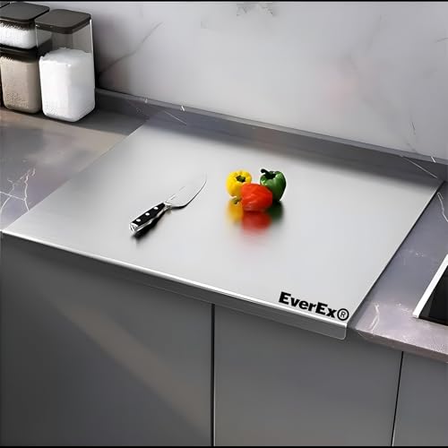 EverEx 304 Stainless Steel Chopping Board Food-Grade Cutting Slicing mincing Serving Cut Board for Fruits and Vegetables Meat Cheese Pizza breads Knead Dough (Platform Large) - Image 1