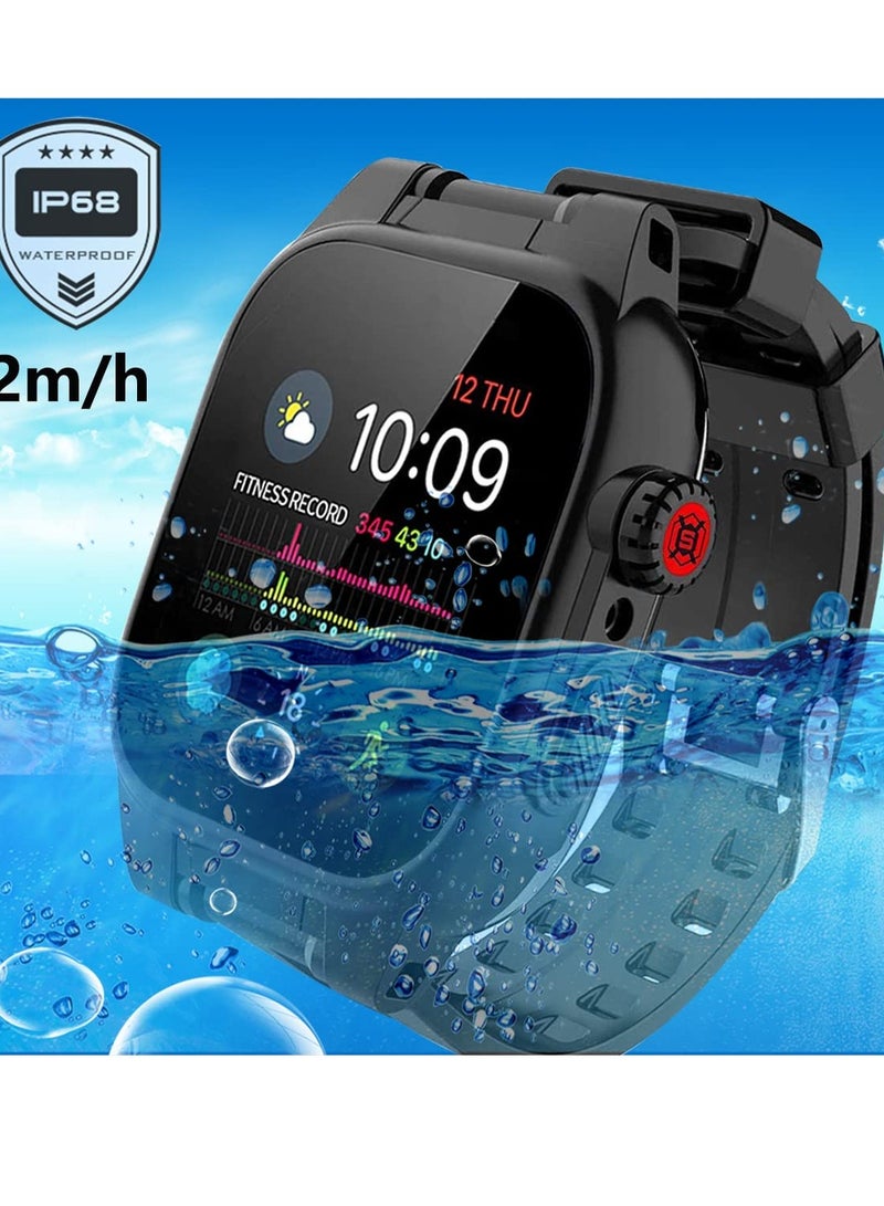 360° Full-Body Waterproof Case for Apple Watch Series 7 45mm - Shockproof, Dustproof, and Includes Screen Protector - Black Protective Cover for Apple Watch 45mm Series 7. - Image 2
