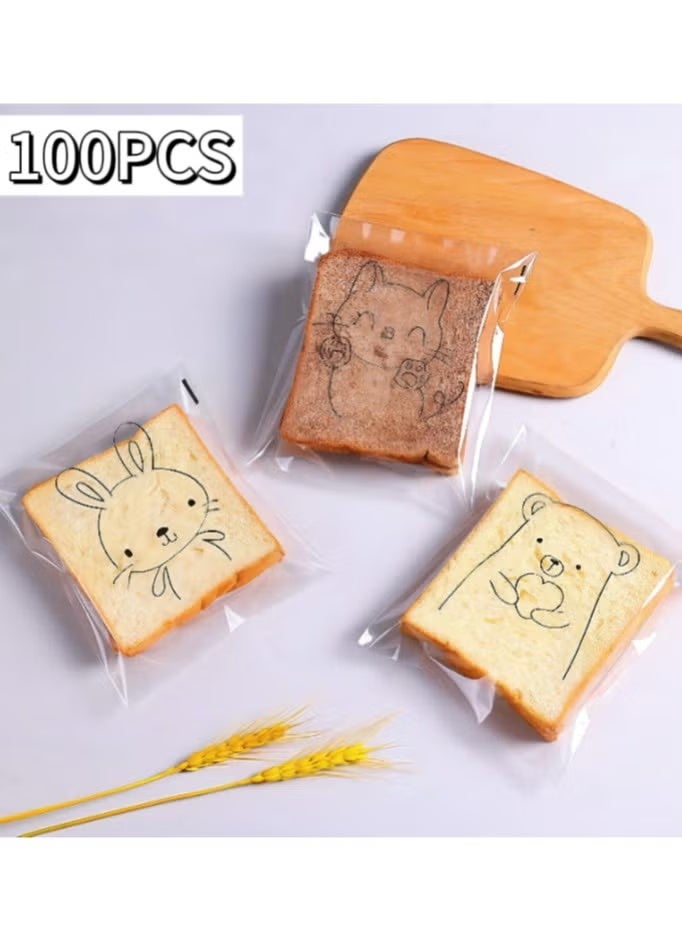 100PCS Bread Packaging Bags, Wedding Candy Bags, Toasted Bread Bags, Biscuit Bags, Dessert Bags, Storage Bags, Transparent Food Packaging and Storage Bags, Environmentally Friendly - Image 1