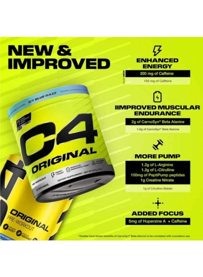 Cellucor C4 Original Pre-Workout Powder – Icy Blue Razz Flavor 200mg Caffeine, 2g CarnoSyn Beta-Alanine, Creatine Nitrate Sugar-Free Energy & Endurance Formula 282g 30 Servings - Image 5
