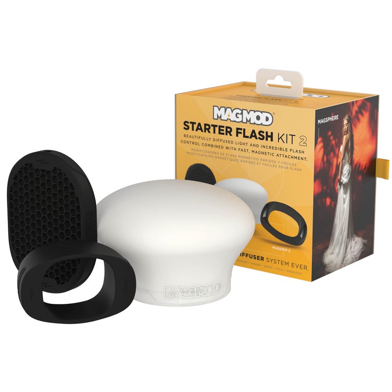 MagMod Starter Flash Kit 2 | Camera Speedlight Flash Diffuser | Magnetic Light Modifier Attachments | Lightweight MagMod Modifiers: MagGrip 2, MagSphere 2, MagGrid 2 | Superior Light Control - Image 1