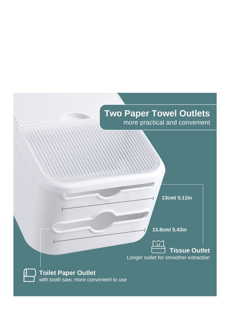 Generic - Wall Mounted Tissue Storage Box - Toilet Paper Box Dispenser with Phone Holder Organizer Drawer Bathroom Towel Period Trash Bag Home Accessories Multifunction Tissue Storage Box - Image 1