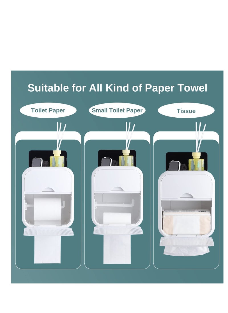 Generic - Wall Mounted Tissue Storage Box - Toilet Paper Box Dispenser with Phone Holder Organizer Drawer Bathroom Towel Period Trash Bag Home Accessories Multifunction Tissue Storage Box - Image 1