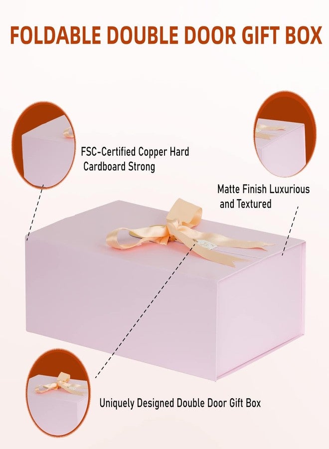 CHARMGIFTBOX Gift Boxes with Lids, 9x9x3 Inch Pink Gift Box with Ribbon Card Fancy Gift Wrap Boxes for Anniversary, Bridesmaid Proposal, Bridal Showers, Weddings, Girlfriend, Valentine's Day - Image 4