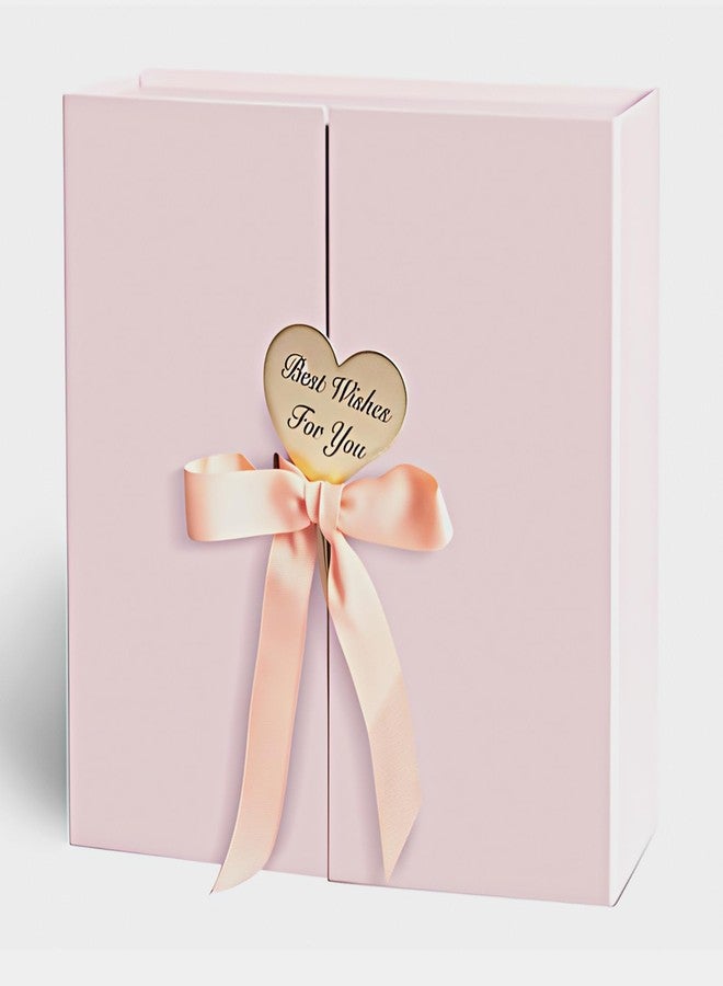 CHARMGIFTBOX Gift Boxes with Lids, 9x9x3 Inch Pink Gift Box with Ribbon Card Fancy Gift Wrap Boxes for Anniversary, Bridesmaid Proposal, Bridal Showers, Weddings, Girlfriend, Valentine's Day - Image 1