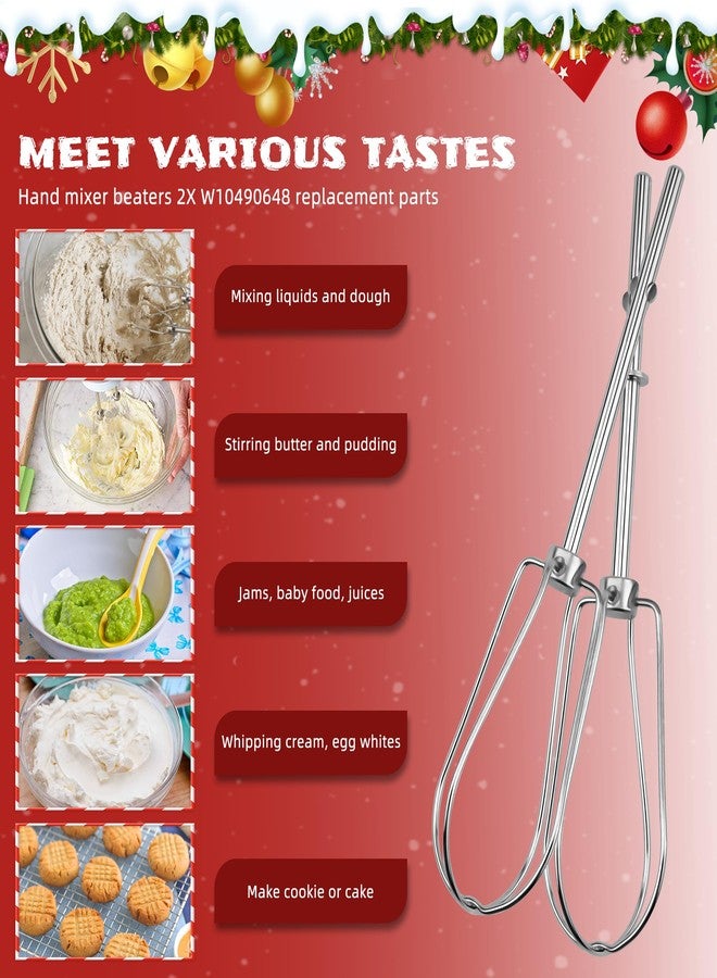 Fetechmate Stainless Steel Hand Mixer Turbo Beaters, W10490648 Hand Mixer Replacement Beaters by Fetechmate, 2 PACK Replacement Turbo Beaters Replace KHM2B AP5644233 PS4082859-1 YEAR - Image 3