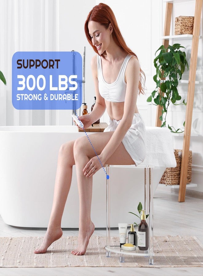 Cilinta Corner Shower Stool, Clear Acrylic Shower Bench for Shaving Legs, Bath Seating, Towel Storage, Waterproof Heavy Duty Non-Slip Modern Triangle Shower Foot Rest - Image 3