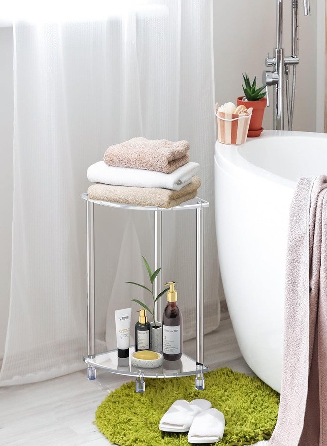 Cilinta Corner Shower Stool, Clear Acrylic Shower Bench for Shaving Legs, Bath Seating, Towel Storage, Waterproof Heavy Duty Non-Slip Modern Triangle Shower Foot Rest - Image 2