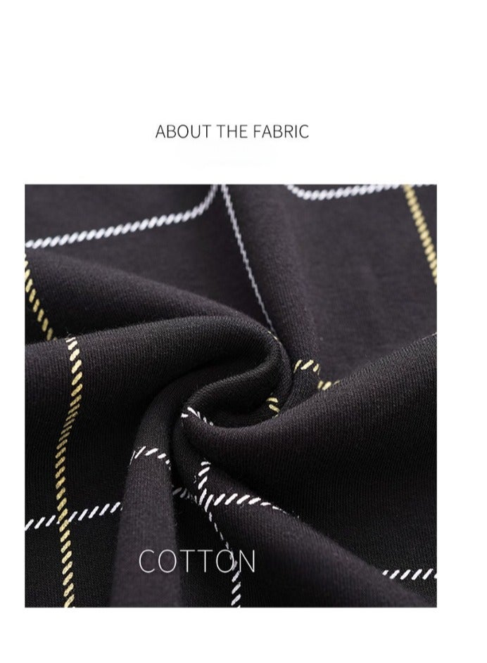 عام طقم بيجامة حرارية رجالي رداء بسيط رداء طويل بيجامة قطنية رجالية ملابس نوم ملابس ناعمة وفضفاضة ملابس كاجوال صديقة للبشرة لفصلي الخريف والشتاء أسود - Image 4