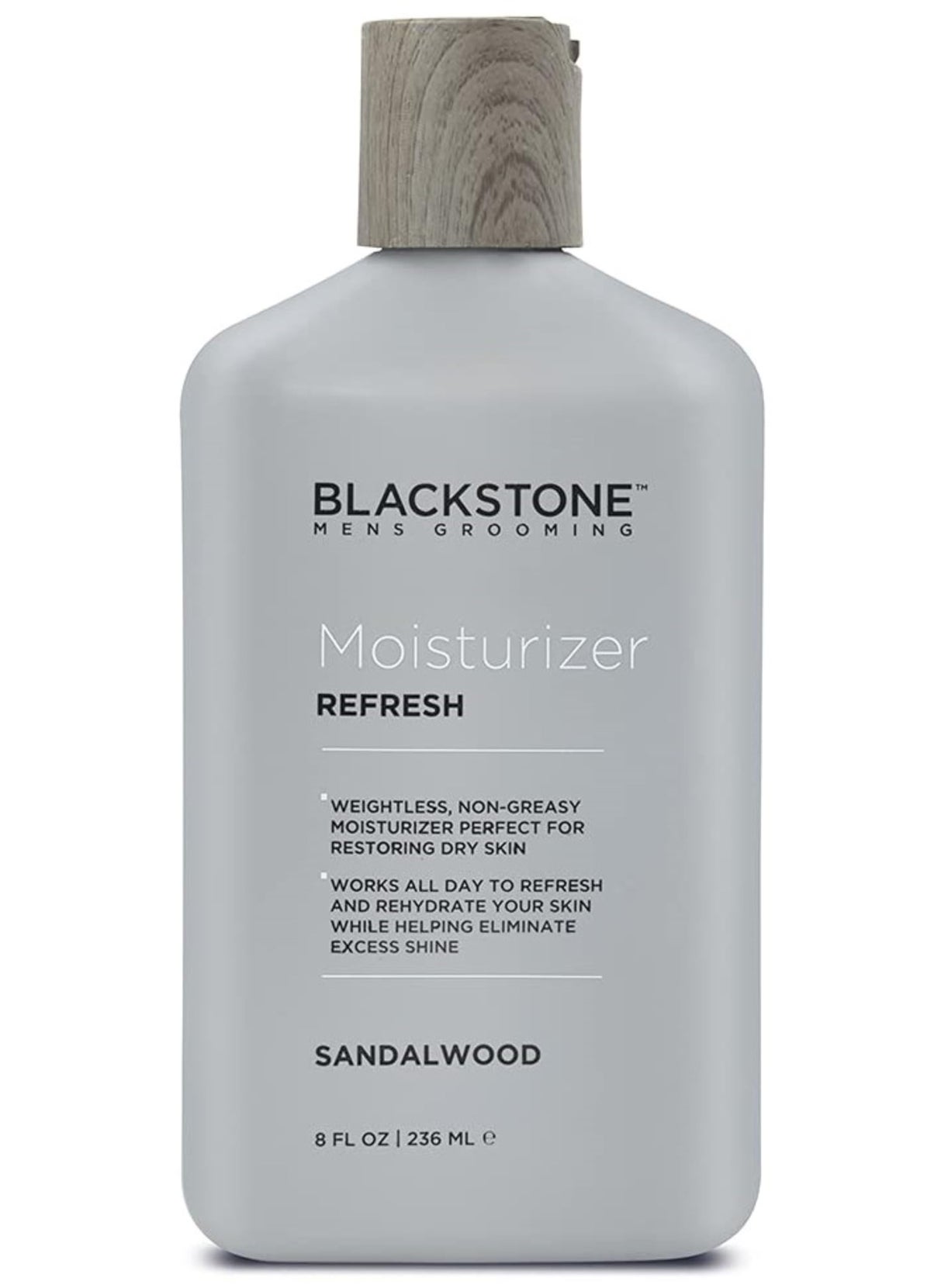 BLACKSTONE Blackstone Men's Grooming Refresh Facial Moisturizer with Vitamin E, Peppermint & Hyaluronic Acid - Lightweight & Non-Greasy | Restores Dry Skin | Paraben & Cruelty Free | USA Made, Sandalwood (8 oz) 