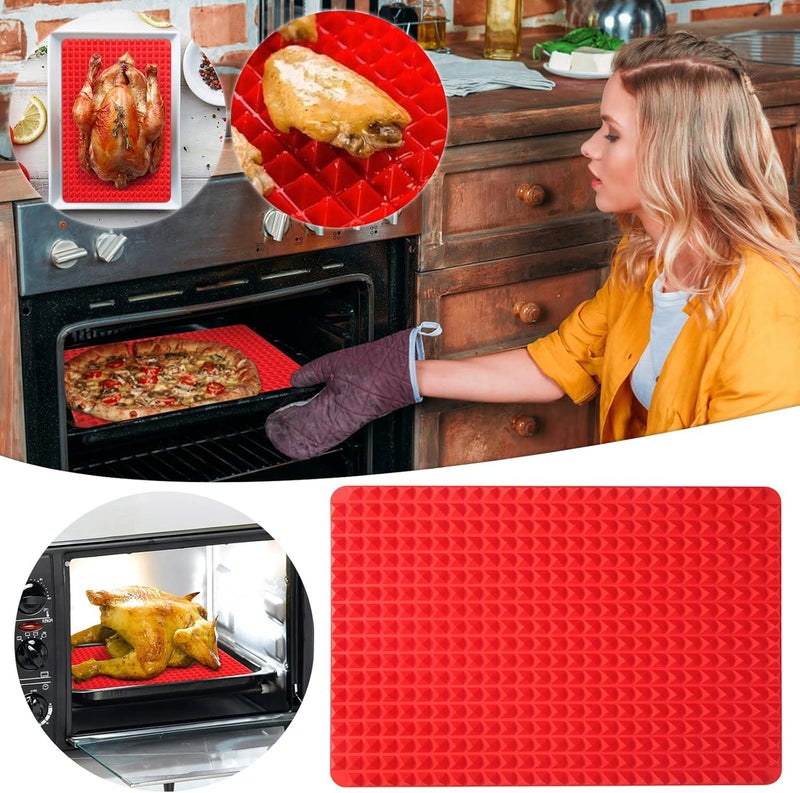 comfrt 2 Pack Non-Stick Baking Cooking Mat, Silicone Baking Mat Cooking Pan Large Non Stick Fat Reducing Silicone Cooking Mat Oven Baking Tray Sheets Grilling BBQ - Image 2