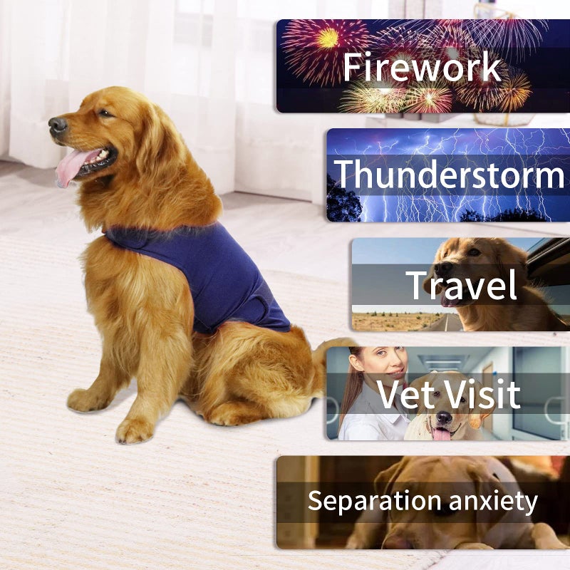 cattamao Comfort Dog Anxiety Relief Coat, Dog Anxiety Calming Vest Wrap for Thunderstorm,Travel,4th of July Fireworks,Vet Visits,Separation Anxiety Relief for Dogs (M,Navy) - Image 3
